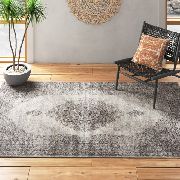 Mistana™ Cully Viscose Charcoal/Ivory Rug Wayfair